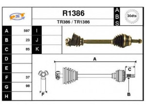 SNRA R1386 kardaninis velenas 
 Ratų pavara -> Kardaninis velenas
7700100069, 7700108465, 7701352620