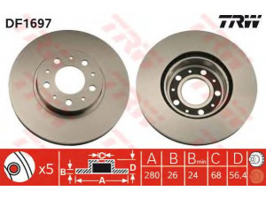 TRW DF1697 stabdžių diskas 
 Dviratė transporto priemonės -> Stabdžių sistema -> Stabdžių diskai / priedai
3516567, 35165679, 6848902, 68489020