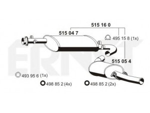 ERNST 515160 galinis duslintuvas 
 Išmetimo sistema -> Duslintuvas
1726 A8, 1730 P9, 13 0989 9080