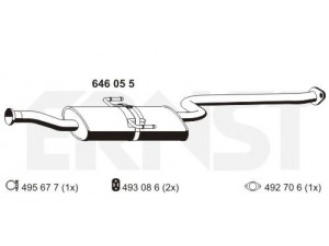 ERNST 646055 vidurinis duslintuvas 
 Išmetimo sistema -> Duslintuvas
28700 17300