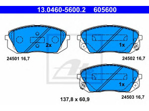 ATE 13.0460-5600.2 stabdžių trinkelių rinkinys, diskinis stabdys 
 Techninės priežiūros dalys -> Papildomas remontas
58101-2SA70, 58101-2YA00, 58101-0ZA00