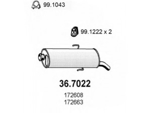 ASSO 36.7022 galinis duslintuvas 
 Išmetimo sistema -> Duslintuvas
172608, 172609, 172616, 172619