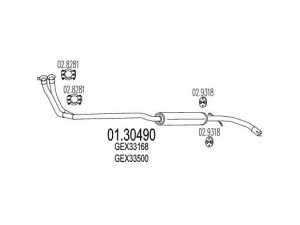 MTS 01.30490 priekinis duslintuvas 
 Išmetimo sistema -> Duslintuvas
GEX33168, GEX33426, GEX33500