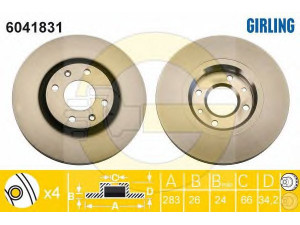GIRLING 6041831 stabdžių diskas 
 Dviratė transporto priemonės -> Stabdžių sistema -> Stabdžių diskai / priedai
1606401480, 4246W2, 424918, 424984