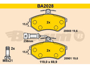 BARUM BA2028 stabdžių trinkelių rinkinys, diskinis stabdys 
 Techninės priežiūros dalys -> Papildomas remontas
443 698 151 A, 443 698 151 C, 443 698 151 D