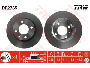 TRW DF2765 stabdžių diskas 
 Dviratė transporto priemonės -> Stabdžių sistema -> Stabdžių diskai / priedai
002415019, 2415019, 6U0615301, 6UO615301