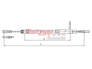 METZGER 10.9431 trosas, stovėjimo stabdys 
 Stabdžių sistema -> Valdymo svirtys/trosai
202 420 0185, 202 420 2285, 202 420 2785