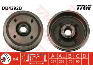TRW DB4292B stabdžių būgnas 
 Stabdžių sistema -> Būgninis stabdys -> Stabdžių būgnas
7701468958, 7701654307