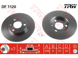TRW DF1120 stabdžių diskas 
 Stabdžių sistema -> Diskinis stabdys -> Stabdžių diskas
169004, 4249C5, 95027199, 95638635