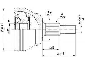 OPEN PARTS CVJ5442.10 jungčių komplektas, kardaninis velenas 
 Ratų pavara -> Sujungimai/komplektas
1J0407311R, 1J0498099E, 1J0498099EX