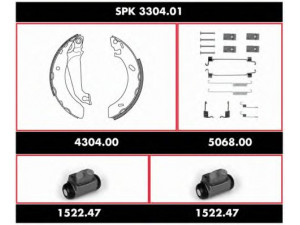 REMSA SPK 3304.01 stabdžių rinkinys, būgniniai stabdžiai 
 Stabdžių sistema -> Būgninis stabdys -> Stabdžių remonto rinkinys