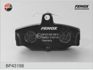 FENOX BP43198 stabdžių trinkelių rinkinys, diskinis stabdys 
 Techninės priežiūros dalys -> Papildomas remontas
1111281, 1543375, 1637872, 1638880