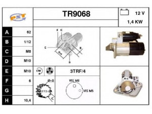 SNRA TR9068 starteris 
 Elektros įranga -> Starterio sistema -> Starteris
M0T21471, M0T87881, 8200251007