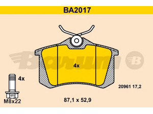 BARUM BA2017 stabdžių trinkelių rinkinys, diskinis stabdys 
 Techninės priežiūros dalys -> Papildomas remontas
4252 33, 4252 41, 4254 67, 9404252328