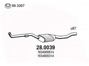 ASSO 28.0039 katalizatoriaus keitiklis 
 Išmetimo sistema -> Katalizatoriaus keitiklis
1634900614, 1634905314