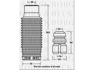 BORG & BECK BPK7064 apsauginio dangtelio komplektas, amortizatorius