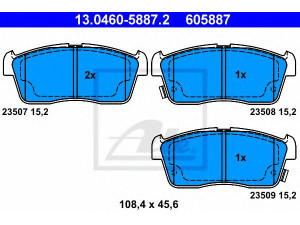 ATE 13.0460-5887.2 stabdžių trinkelių rinkinys, diskinis stabdys 
 Techninės priežiūros dalys -> Papildomas remontas
04465-B1020-000, 41060-4A00B, 04465B1020
