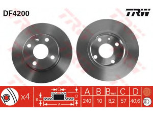 TRW DF4200 stabdžių diskas 
 Stabdžių sistema -> Diskinis stabdys -> Stabdžių diskas
569112, 9196592, 9196592