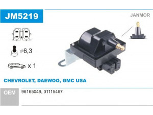 JANMOR JM5219 ritė, uždegimas 
 Kibirkšties / kaitinamasis uždegimas -> Uždegimo ritė
01115467, 96165049