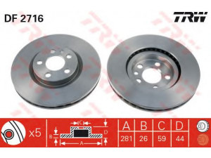 TRW DF2716 stabdžių diskas 
 Dviratė transporto priemonės -> Stabdžių sistema -> Stabdžių diskai / priedai
4246J3, 4249H5, E169008, 1309392080