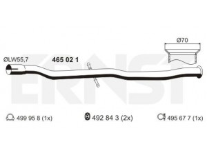 ERNST 465021 remonto vamzdis, katalizatorius 
 Išmetimo sistema -> Išmetimo vamzdžiai
1705 HY, 1705 HX