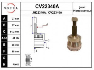 EAI CV22340AK jungčių komplektas, kardaninis velenas 
 Ratų pavara -> Sujungimai/komplektas