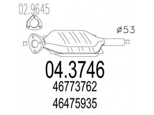 MTS 04.3746 katalizatoriaus keitiklis 
 Išmetimo sistema -> Katalizatoriaus keitiklis
46475935, 46773762