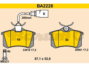 BARUM BA2228 stabdžių trinkelių rinkinys, diskinis stabdys 
 Techninės priežiūros dalys -> Papildomas remontas
1133447, 1207519, 1345337, 7M3 698 451