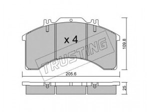TRUSTING 596.0 stabdžių trinkelių rinkinys, diskinis stabdys 
 Techninės priežiūros dalys -> Papildomas remontas
1906170, 4856911