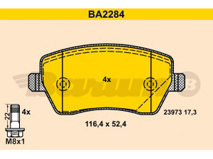 BARUM BA2284 stabdžių trinkelių rinkinys, diskinis stabdys 
 Techninės priežiūros dalys -> Papildomas remontas
415 421 05 10, 41060-AX625, D1060-AX60A