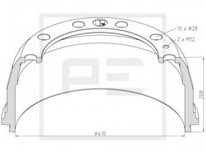 PE Automotive 146.102-00A stabdžių būgnas 
 Stabdžių sistema -> Būgninis stabdys -> Stabdžių būgnas
001599013, 01599013, 1 599 013