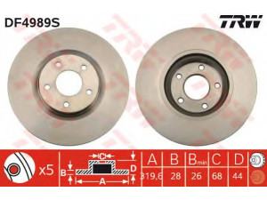 TRW DF4989S stabdžių diskas 
 Dviratė transporto priemonės -> Stabdžių sistema -> Stabdžių diskai / priedai
40206ET01A, 402069828R