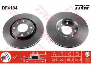 TRW DF4184 stabdžių diskas 
 Dviratė transporto priemonės -> Stabdžių sistema -> Stabdžių diskai / priedai
4246W1, 424916, 424983, 4249G1