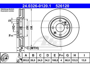 ATE 24.0326-0120.1 stabdžių diskas 
 Dviratė transporto priemonės -> Stabdžių sistema -> Stabdžių diskai / priedai
16 064 014 80, 4246 W2, 4249 18