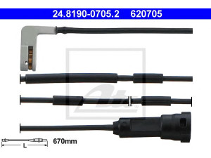 ATE 24.8190-0705.2 įspėjimo kontaktas, stabdžių trinkelių susidėvėjimas 
 Stabdžių sistema -> Susidėvėjimo indikatorius, stabdžių trinkelės
12 38 348, 90335784