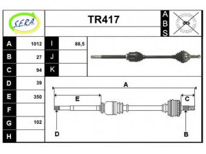 SERA TR417 kardaninis velenas 
 Ratų pavara -> Kardaninis velenas
8200452268