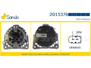 SANDO 2015376.1 kintamosios srovės generatorius 
 Elektros įranga -> Kint. sr. generatorius/dalys -> Kintamosios srovės generatorius
037903025M, 037903025T, 038903018R