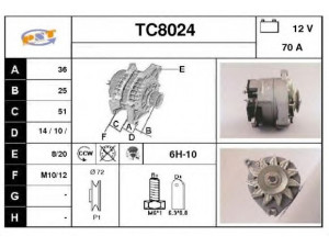 SNRA TC8024 kintamosios srovės generatorius 
 Elektros įranga -> Kint. sr. generatorius/dalys -> Kintamosios srovės generatorius
5705K1, 5705Y6, 5705Z5
