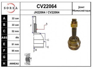 EAI CV22064K jungčių komplektas, kardaninis velenas 
 Ratų pavara -> Sujungimai/komplektas