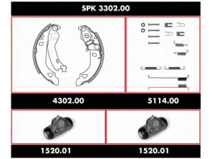 WOKING SPK 3302.00 stabdžių rinkinys, būgniniai stabdžiai 
 Stabdžių sistema -> Būgninis stabdys -> Stabdžių remonto rinkinys