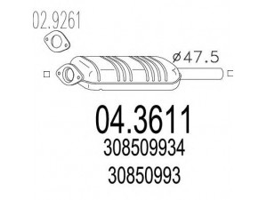 MTS 04.3611 katalizatoriaus keitiklis 
 Išmetimo sistema -> Katalizatoriaus keitiklis
30850993, 308509934