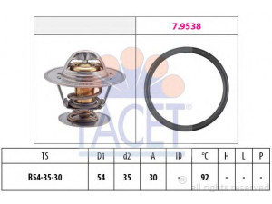 FACET 7.8279 termostatas, aušinimo skystis 
 Aušinimo sistema -> Termostatas/tarpiklis -> Thermostat
13 38 038, 90 067 918