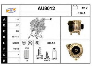 SNRA AU8012 kintamosios srovės generatorius 
 Elektros įranga -> Kint. sr. generatorius/dalys -> Kintamosios srovės generatorius
046903015F