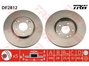 TRW DF2812 stabdžių diskas 
 Dviratė transporto priemonės -> Stabdžių sistema -> Stabdžių diskai / priedai
05098063AA, 05098064AA, 5098063AA