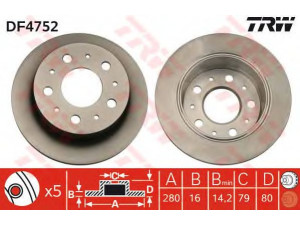 TRW DF4752 stabdžių diskas 
 Dviratė transporto priemonės -> Stabdžių sistema -> Stabdžių diskai / priedai
424940, 4249K8, 51740248, 51749275
