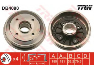 TRW DB4090 stabdžių būgnas 
 Stabdžių sistema -> Būgninis stabdys -> Stabdžių būgnas
424727, 424730