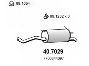 ASSO 40.7029 galinis duslintuvas 
 Išmetimo sistema -> Duslintuvas
7700423040, 7700435861, 7700844697