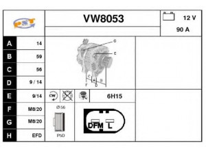 SNRA VW8053 kintamosios srovės generatorius 
 Elektros įranga -> Kint. sr. generatorius/dalys -> Kintamosios srovės generatorius
038903025A