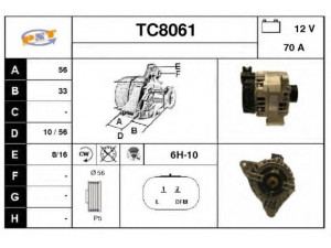 SNRA TC8061 kintamosios srovės generatorius 
 Elektros įranga -> Kint. sr. generatorius/dalys -> Kintamosios srovės generatorius
570504N, 570505N, 57055X, 57055Z