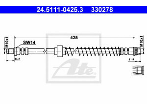 ATE 24.5111-0425.3 stabdžių žarnelė 
 Stabdžių sistema -> Stabdžių žarnelės
96 124 230
